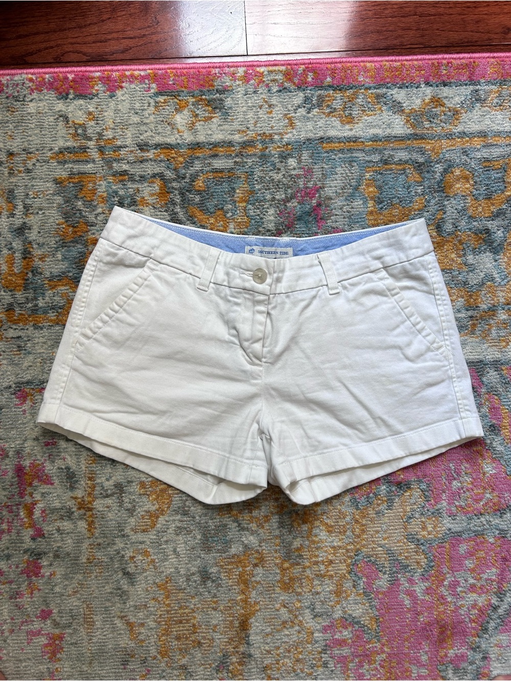 Southern Tide White High-Rise Cotton Shorts